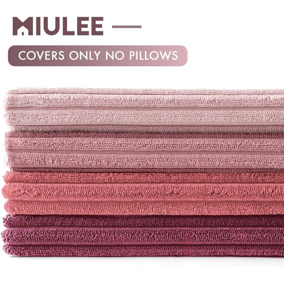 MIULEE Kissenbezug 30x50 4er Set Kordsamt Weiche Kissenhülle Dekorative Sofakissen Quadratische Dekokissen Zierkissenbezug Gestreifte Kissenbezüge für Wohnzimmer Dunkles Rosa