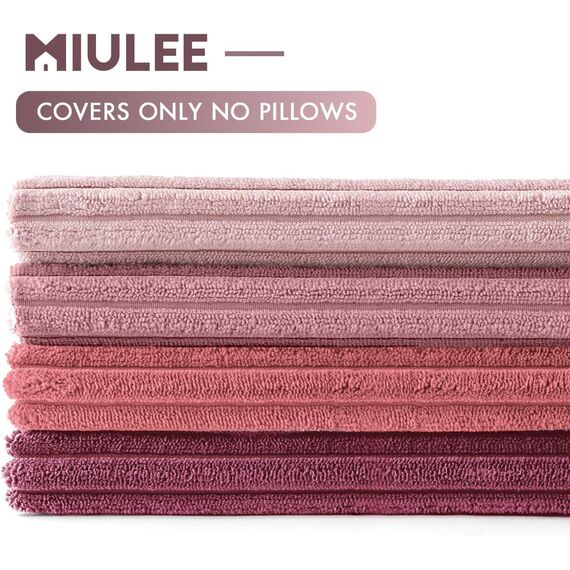 MIULEE Kissenbezug 60x60 4er Set Kordsamt Weiche Kissenhülle Dekorative Sofakissen Quadratische Dekokissen Zierkissenbezug Gestreifte Kissenbezüge für Wohnzimmer Dunkles Rosa