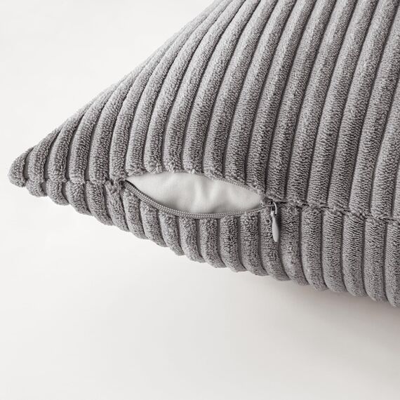 MIULEE Kordsamt Kissenbezug Weiche Kissenhülle Dekorative Sofakissen Quadratische Dekokissen Zierkissenbezug Gestreifte Kissenbezüge für Wohnzimmer Schlafzimmer 4 Stück 50x50cm Dunkelgraue Serie