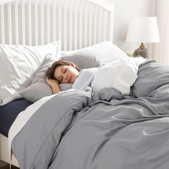 BEDSURE Bettwäsche 135x200 2teilig Grau - 1 Bettbezug 135x200 cm + 1 Kissenbezug 80X80 cm, ÖKO-TEX Bettwäsche-Sets Grau Polyester Mikrofaser mit Reißverschluss