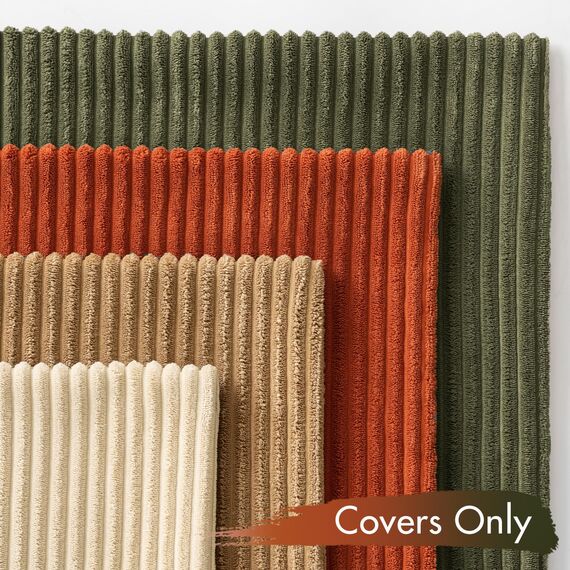 MIULEE Kordsamt Kissenbezug Weiche Kissenhülle Dekorative Sofakissen Quadratische Dekokissen Zierkissenbezug Gestreifte Kissenbezüge für Wohnzimmer Schlafzimmer 4 Stück 50x50cm Braungrüne Serie