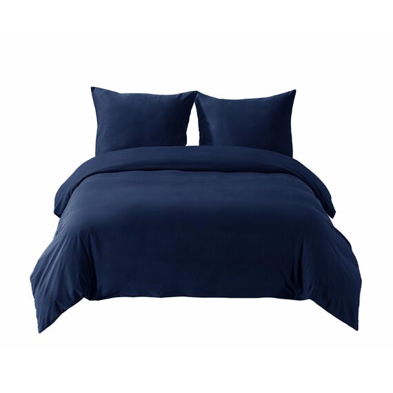 BEDSURE Bettwäsche 200x200 3teilig Marineblau - 1 Bettbezug 200x200 cm + 2 Kissenbezüge 80X80 cm, ÖKO-TEX Bettwäsche-Sets Blau Polyester Mikrofaser mit Reißverschluss