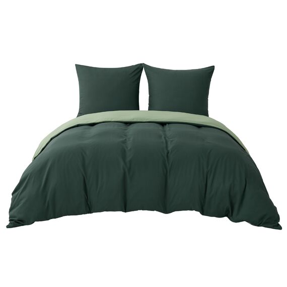 BEDSURE Bettwäsche 155x220 3teilig Salbeigrün/Dunkelgrün - Bettwäsche-Sets Bettbezug 155x220 mit 2 Kissenbezüge 80x80 cm, Oeko-TEX Wendebettwäsche Bedding mit Reißverschluss