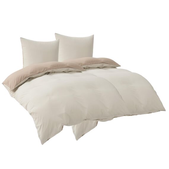 BEDSURE Bettwäsche 135x200 4teilig Khaki/Beige - Bettwäsche-Sets Bettbezug 135 x 200 cm 2er Set mit 2 Kissenbezüge 80x80 cm, Oeko-TEX Wendebettwäsche Bedding mit Reißverschluss