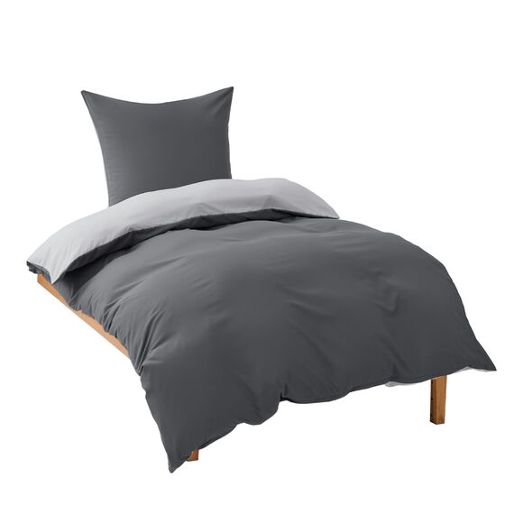 BEDSURE Bettwäsche 135x200 2teilig Grau/Anthrazit- Bettwäsche-Sets Bettbezug 135 x 200 cm mit 1 Kissenbezug 80x80 cm, Oeko-TEX Wendebettwäsche Bedding mit Reißverschluss