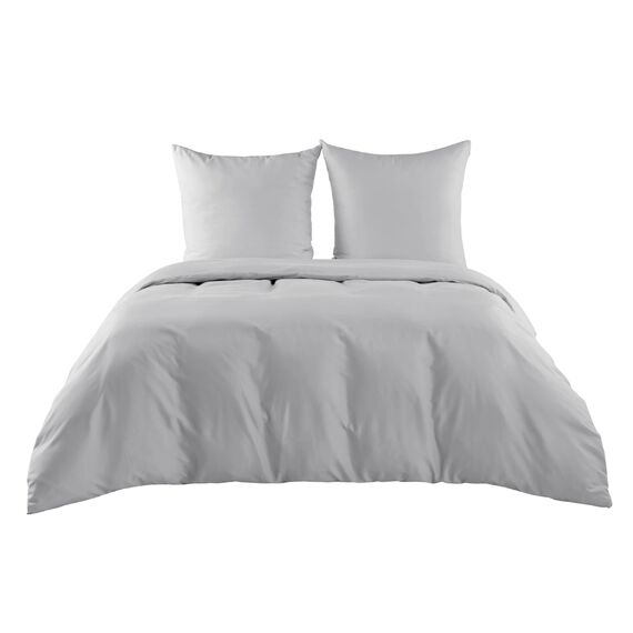 BEDSURE Bettwäsche 220x240 3teilig Silbergrau - 1 Bettbezug 240x220 cm + 2 Kissenbezüge 80X80 cm, ÖKO-TEX Bettwäsche-Sets Grau Polyester Mikrofaser mit Reißverschluss