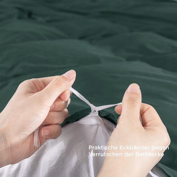 BEDSURE Bettwäsche 220x240 3teilig Waldgrün - 1 Bettbezug 240x220 cm + 2 Kissenbezüge 80X80 cm, ÖKO-TEX Bettwäsche-Sets Grün Polyester Mikrofaser mit Reißverschluss