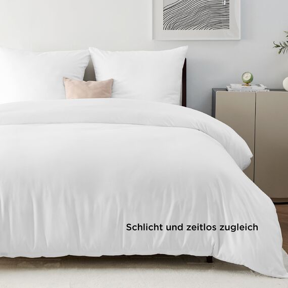 BEDSURE Bettwäsche 155x220 3teilig Weiß - 1 Bettbezug 155x220 cm + 2 Kissenbezüge 80X80 cm, ÖKO-TEX Bettwäsche-Sets Weiß Polyester Mikrofaser mit Reißverschluss