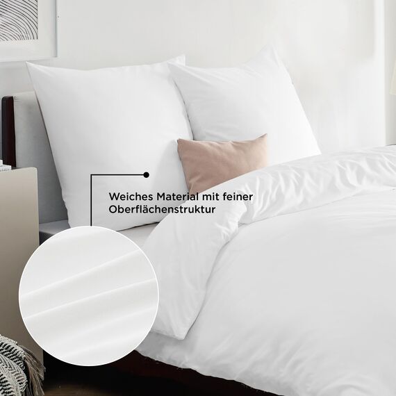 BEDSURE Bettwäsche 200x200 3teilig Weiß - 1 Bettbezug 200x200 cm + 2 Kissenbezüge 80X80 cm, ÖKO-TEX Bettwäsche-Sets Weiß Polyester Mikrofaser mit Reißverschluss