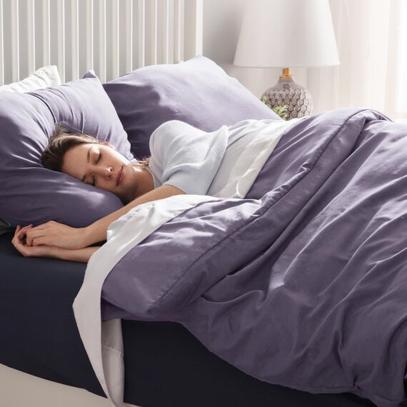 BEDSURE Bettwäsche 220x240 3teilig Grauviolett - 1 Bettbezug 240x220 cm + 2 Kissenbezüge 80X80 cm, ÖKO-TEX Bettwäsche-Sets Violett Polyester Mikrofaser mit Reißverschluss