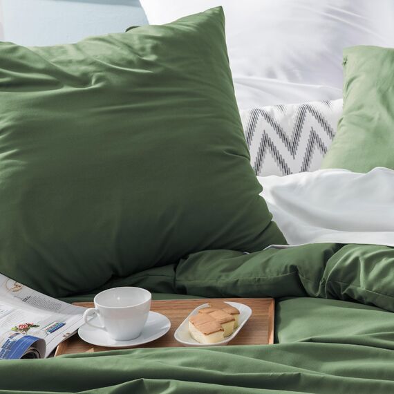 BEDSURE Bettwäsche 220x240 3teilig Grauolivgrün - 1 Bettbezug 240x220 cm + 2 Kissenbezüge 80X80 cm, ÖKO-TEX Bettwäsche-Sets Grün Polyester Mikrofaser mit Reißverschluss