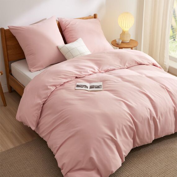 BEDSURE Bettwäsche 155x220 Blasses Erröten - 1 Bettbezug 155x220 cm 2 Kissenbezüge 80X80 cm, ÖKO-TEX Bettwäsche-Sets Rosa Polyester Mikrofaser mit Reißverschluss