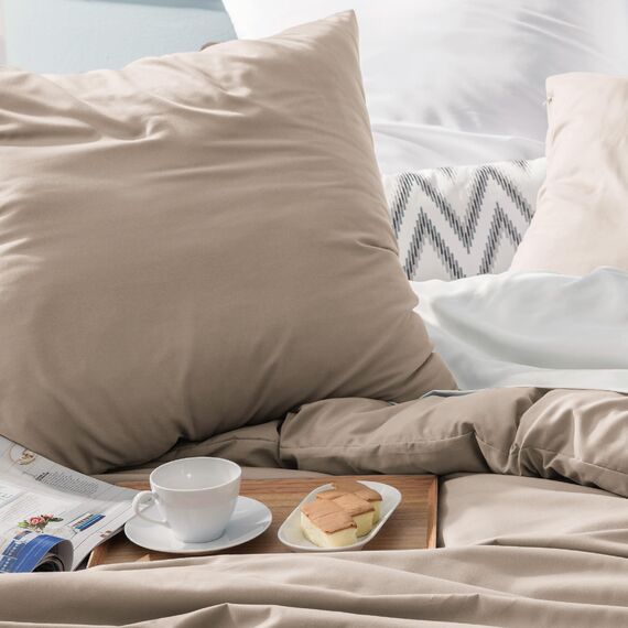 BEDSURE Bettwäsche 155x220 3teilig Khaki - 1 Bettbezug 155x220 cm + 2 Kissenbezüge 80X80 cm, ÖKO-TEX Bettwäsche-Sets Braun Polyester Mikrofaser mit Reißverschluss