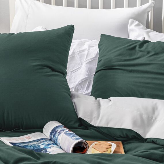 BEDSURE Bettwäsche 200x200 3teilig Waldgrün - 1 Bettbezug 200x200 cm + 2 Kissenbezüge 80X80 cm, ÖKO-TEX Bettwäsche-Sets Grün Polyester Mikrofaser mit Reißverschluss