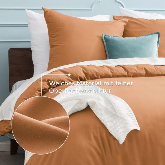 BEDSURE Bettwäsche 135x200 2teilig Orange - 1 Bettbezug 135x200 cm 1 Kissenbezug 80X80 cm, ÖKO-TEX Bettwäsche-Sets Gebrannte Orange Polyester Mikrofaser mit Reißverschluss