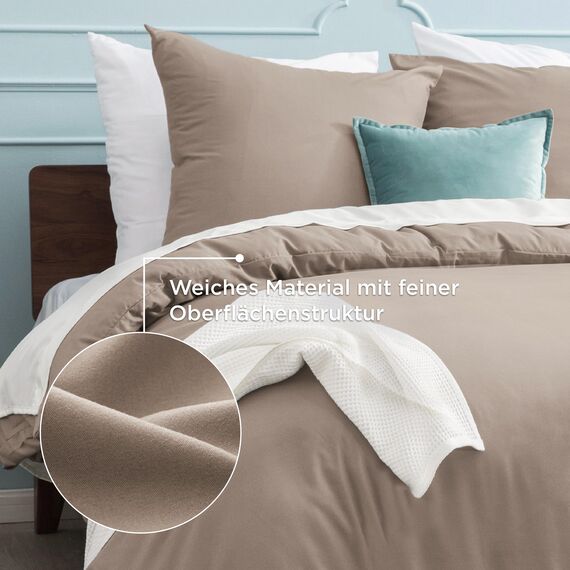 BEDSURE Bettwäsche 155x220 3teilig Khaki - 1 Bettbezug 155x220 cm + 2 Kissenbezüge 80X80 cm, ÖKO-TEX Bettwäsche-Sets Braun Polyester Mikrofaser mit Reißverschluss