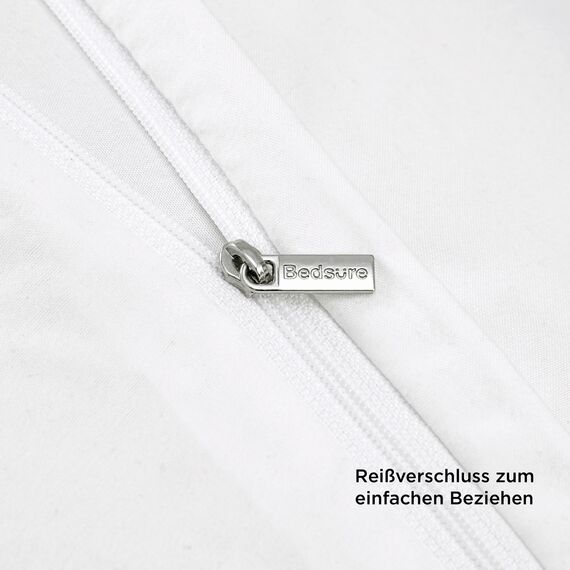 BEDSURE Bettwäsche 220x240 3teilig Weiß - 1 Bettbezug 240x220 cm + 2 Kissenbezüge 80X80 cm, ÖKO-TEX Bettwäsche-Sets Weiß Polyester Mikrofaser mit Reißverschluss