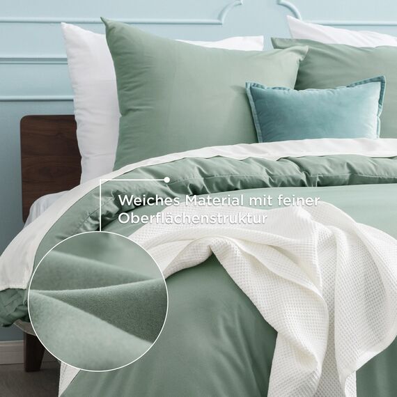 BEDSURE Bettwäsche 135x200 2teilig Salbeigrün - 1 Bettbezug 135x200 cm + 1 Kissenbezug 80X80 cm, ÖKO-TEX Bettwäsche-Sets Grün Polyester Mikrofaser mit Reißverschluss