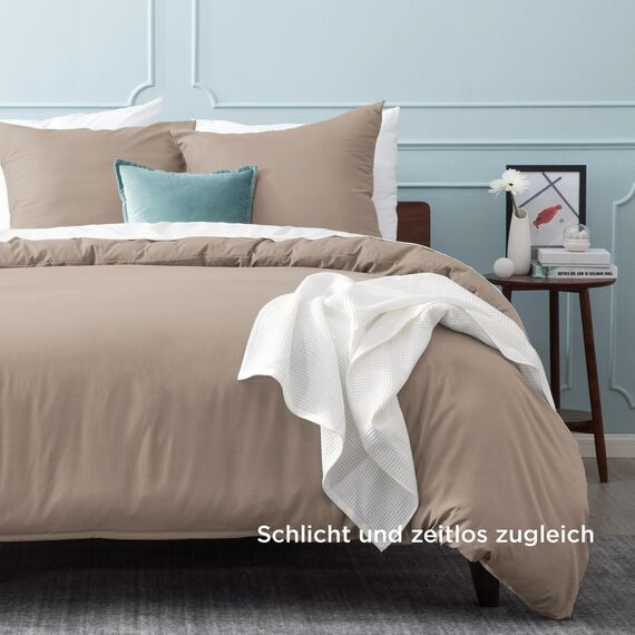 BEDSURE Bettwäsche 155x220 3teilig Khaki - 1 Bettbezug 155x220 cm + 2 Kissenbezüge 80X80 cm, ÖKO-TEX Bettwäsche-Sets Braun Polyester Mikrofaser mit Reißverschluss
