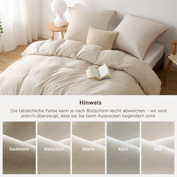 BEDSURE Bettwäsche 135x200 4teilig Khaki/Beige - Bettwäsche-Sets Bettbezug 135 x 200 cm 2er Set mit 2 Kissenbezüge 80x80 cm, Oeko-TEX Wendebettwäsche Bedding mit Reißverschluss