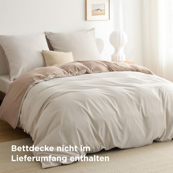 BEDSURE Bettwäsche 200x220 3teilig Khaki/Beige - Bettwäsche-Sets Bettbezug 200x220 mit 2 Kissenbezüge 80x80 cm, Oeko-TEX Wendebettwäsche Bedding mit Reißverschluss