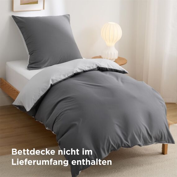 BEDSURE Bettwäsche 135x200 2teilig Grau/Anthrazit- Bettwäsche-Sets Bettbezug 135 x 200 cm mit 1 Kissenbezug 80x80 cm, Oeko-TEX Wendebettwäsche Bedding mit Reißverschluss