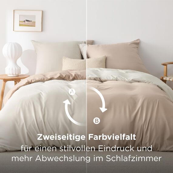 BEDSURE Bettwäsche 135x200 4teilig Khaki/Beige - Bettwäsche-Sets Bettbezug 135 x 200 cm 2er Set mit 2 Kissenbezüge 80x80 cm, Oeko-TEX Wendebettwäsche Bedding mit Reißverschluss