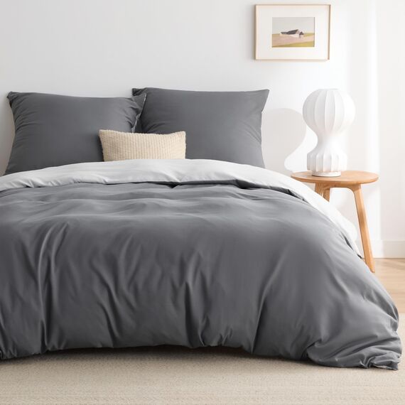 BEDSURE Bettwäsche 155x220 3teilig Grau/Anthrazit- Bettwäsche-Sets Bettbezug 155x220 mit 2 Kissenbezüge 80x80 cm, Oeko-TEX Wendebettwäsche Bedding mit Reißverschluss