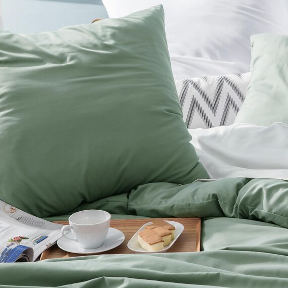 BEDSURE Bettwäsche 135x200 2teilig Salbeigrün - 1 Bettbezug 135x200 cm + 1 Kissenbezug 80X80 cm, ÖKO-TEX Bettwäsche-Sets Grün Polyester Mikrofaser mit Reißverschluss