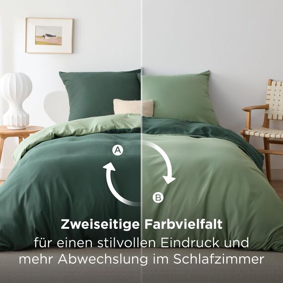 BEDSURE Bettwäsche 220x240 3teilig Salbeigrün/Dunkelgrün - Bettwäsche-Sets Bettbezug 220x240 mit 2 Kissenbezüge 80x80 cm, Oeko-TEX Wendebettwäsche Bedding mit Reißverschluss