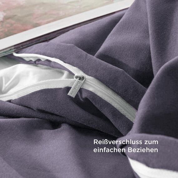 BEDSURE Bettwäsche 135x200 2teilig Grauviolett - 1 Bettbezug 135x200 cm + 1 Kissenbezug 80X80 cm, ÖKO-TEX Bettwäsche-Sets Violett Polyester Mikrofaser mit Reißverschluss