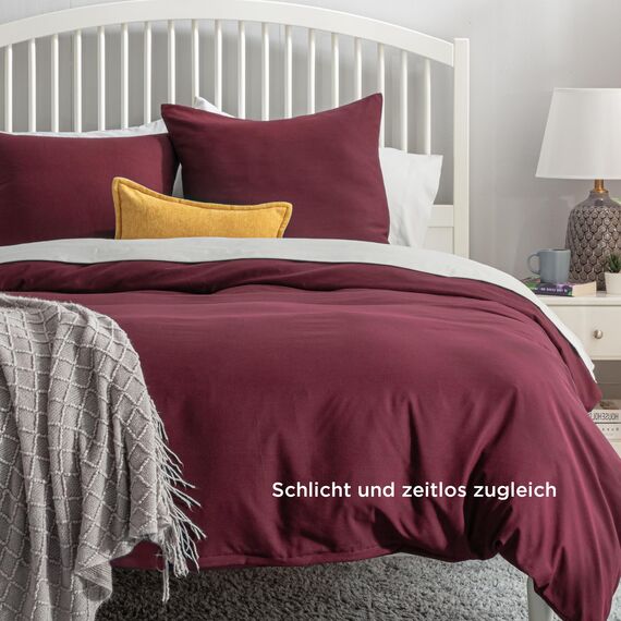BEDSURE Bettwäsche 200x200 3teilig Weinrot - 1 Bettbezug 200x200 cm + 2 Kissenbezüge 80X80 cm, ÖKO-TEX Bettwäsche-Sets Rot Polyester Mikrofaser mit Reißverschluss
