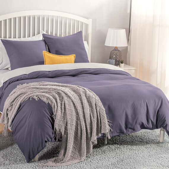BEDSURE Bettwäsche 135x200 2teilig Grauviolett - 1 Bettbezug 135x200 cm + 1 Kissenbezug 80X80 cm, ÖKO-TEX Bettwäsche-Sets Violett Polyester Mikrofaser mit Reißverschluss