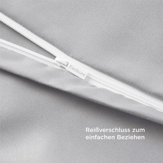 BEDSURE Bettwäsche 135x200 2teilig Silbergrau - 1 Bettbezug 135x200 cm + 1 Kissenbezug 80X80 cm, ÖKO-TEX Bettwäsche-Sets Grau Polyester Mikrofaser mit Reißverschluss