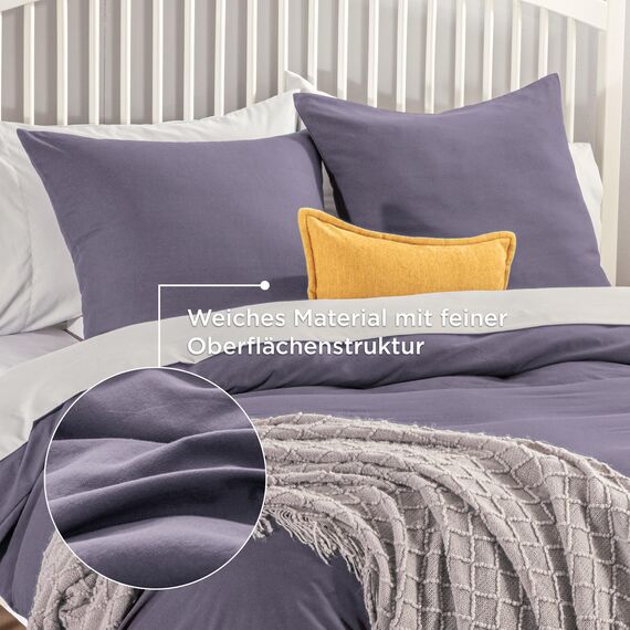 BEDSURE Bettwäsche 135x200 2teilig Grauviolett - 1 Bettbezug 135x200 cm + 1 Kissenbezug 80X80 cm, ÖKO-TEX Bettwäsche-Sets Violett Polyester Mikrofaser mit Reißverschluss