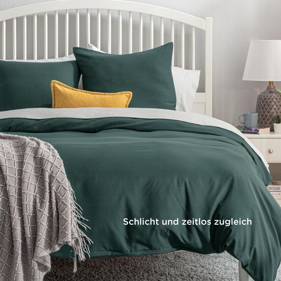 BEDSURE Bettwäsche 135x200 2teilig Waldgrün - 1 Bettbezug 135x200 cm + 1 Kissenbezug 80X80 cm, ÖKO-TEX Bettwäsche-Sets Grün Polyester Mikrofaser mit Reißverschluss