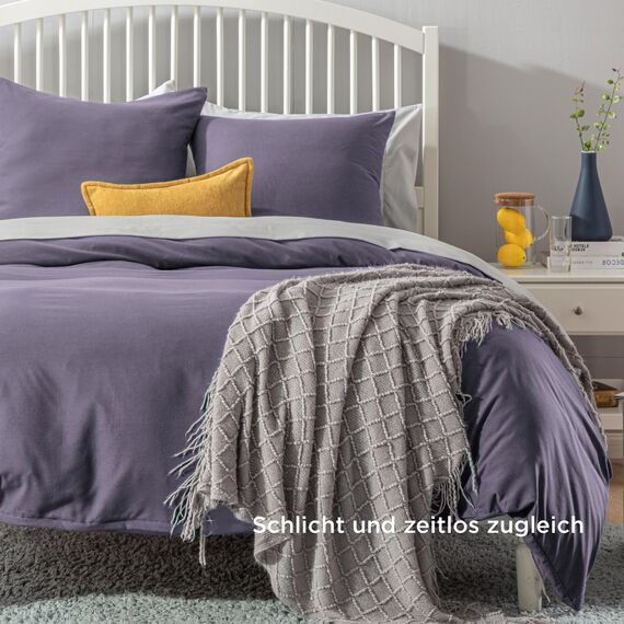 BEDSURE Bettwäsche 135x200 2teilig Grauviolett - 1 Bettbezug 135x200 cm + 1 Kissenbezug 80X80 cm, ÖKO-TEX Bettwäsche-Sets Violett Polyester Mikrofaser mit Reißverschluss