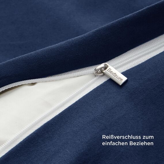 BEDSURE Bettwäsche 220x240 3teilig Marineblau - 1 Bettbezug 240x220 cm + 2 Kissenbezüge 80X80 cm, ÖKO-TEX Bettwäsche-Sets Blau Polyester Mikrofaser mit Reißverschluss