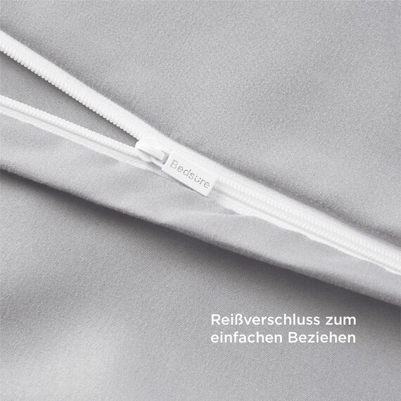 BEDSURE Bettwäsche 155x220 3teilig Silbergrau - 1 Bettbezug 155x220 cm + 2 Kissenbezüge 80X80 cm, ÖKO-TEX Bettwäsche-Sets Grau Polyester Mikrofaser mit Reißverschluss
