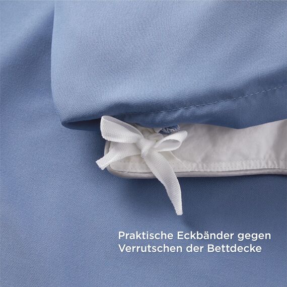 BEDSURE Bettwäsche 155x220 3teilig Schieferblau - 1 Bettbezug 155x220 cm + 2 Kissenbezüge 80X80 cm, ÖKO-TEX Bettwäsche-Sets Blau Polyester Mikrofaser mit Reißverschluss