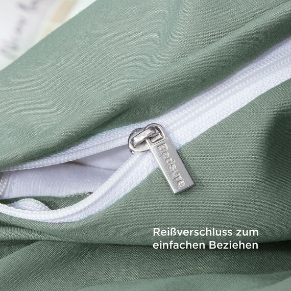 BEDSURE Bettwäsche 155x220 3teilig Salbeigrün - 1 Bettbezug 155x220 cm + 2 Kissenbezüge 80X80 cm, ÖKO-TEX Bettwäsche-Sets Grün Polyester Mikrofaser mit Reißverschluss