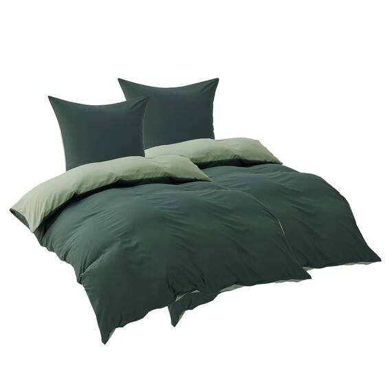BEDSURE Bettwäsche 135x200 4teilig Salbeigrün/Dunkelgrün - Bettwäsche-Sets Bettbezug 135 x 200 cm 2er Set mit 2 Kissenbezüge 80x80 cm, Oeko-TEX Wendebettwäsche Bedding mit Reißverschluss
