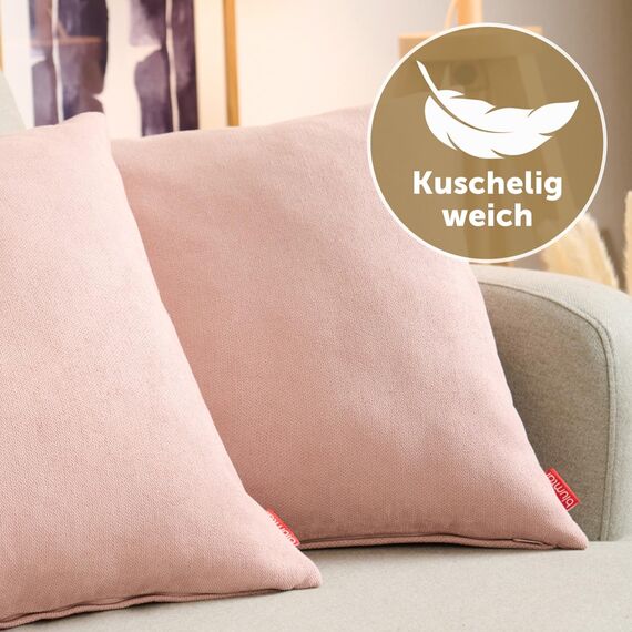 Blumtal 2er Set Kissenbezug 40x60 rosa - kuschelige Chenille Kissenbezüge mit verstecktem Reißverschluss, Oekotex Zertifizierte Kissenhülle für Deko-Kissen Sofakissen Polster & Zierkissen