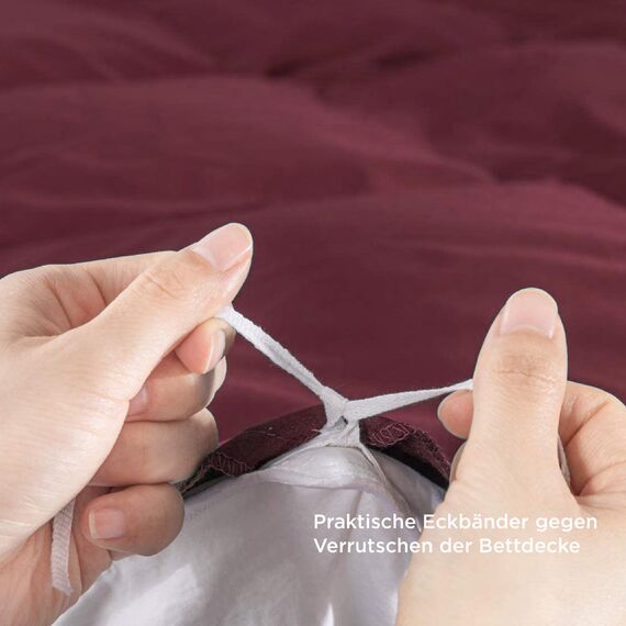 BEDSURE Bettwäsche 155x220 3teilig Weinrot - 1 Bettbezug 155x220 cm + 2 Kissenbezüge 80X80 cm, ÖKO-TEX Bettwäsche-Sets Rot Polyester Mikrofaser mit Reißverschluss