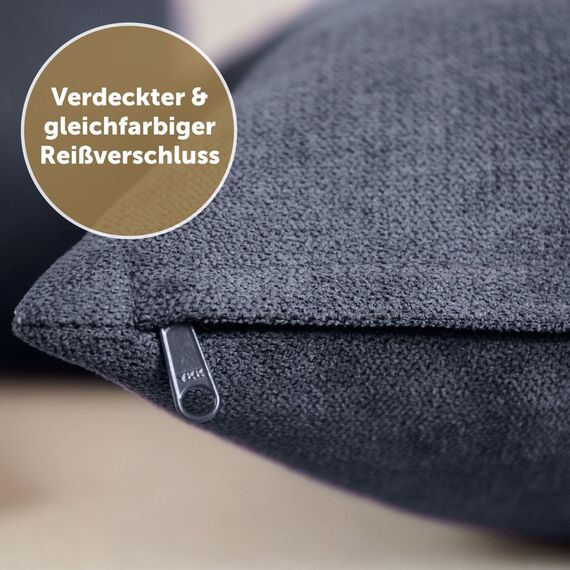 Blumtal 2er Set Kissenbezug 40x60 dunkelblau - kuschelige Chenille Kissenbezüge mit verstecktem Reißverschluss, Oekotex Zertifizierte Kissenhülle für Deko-Kissen Sofakissen Polster & Zierkissen