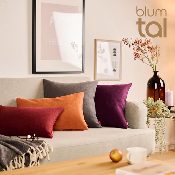 Blumtal 2er Set Kissenbezug 45x45 orange - kuschelige Chenille Kissenbezüge mit verstecktem Reißverschluss, Oekotex Zertifizierte Kissenhülle für Deko-Kissen Sofakissen Polster & Zierkissen