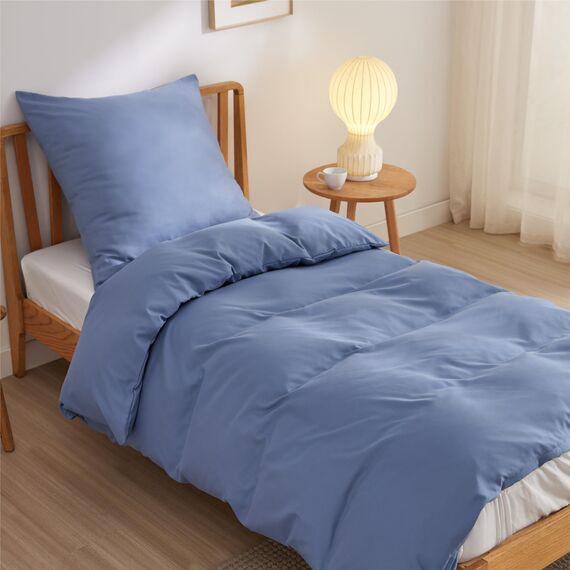 BEDSURE Bettwäsche 135x200 2teilig Schieferblau - 1 Bettbezug 135x200 cm + 1 Kissenbezug 80X80 cm, ÖKO-TEX Bettwäsche-Sets Blau Polyester Mikrofaser mit Reißverschluss