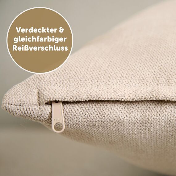 Blumtal 2er Set Kissenbezug 40x40 Taupe - kuschelige Chenille Kissenbezüge mit verstecktem Reißverschluss, Oekotex Zertifizierte Kissenhülle für Deko-Kissen Sofakissen Polster & Zierkissen