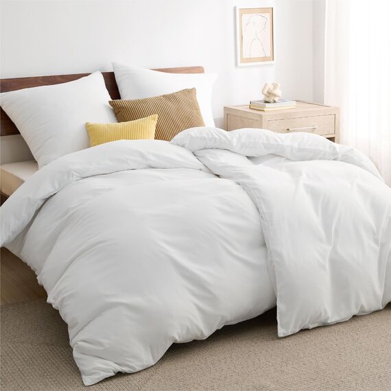 BEDSURE Bettwäsche 135x200 4teilig Weiß - 2 Bettbezüge 135x200 cm + 2 Kissenbezüge 80X80 cm, ÖKO-TEX Bettwäsche-Sets Weiß Polyester Mikrofaser mit Reißverschluss