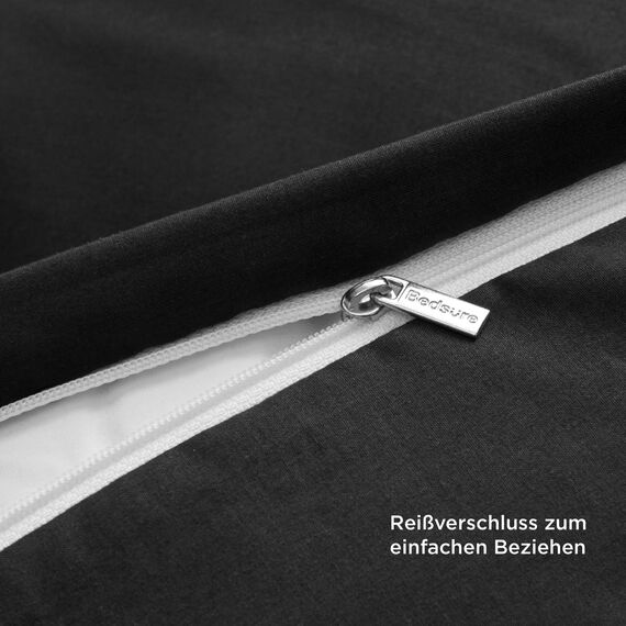 BEDSURE Bettwäsche 135x200 2teilig Schwarz - 1 Bettbezug 135x200 cm + 1 Kissenbezug 80X80 cm, ÖKO-TEX Bettwäsche-Sets Schwarz Polyester Mikrofaser mit Reißverschluss